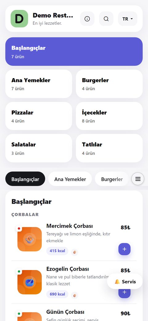 Bento teması, demo menüde