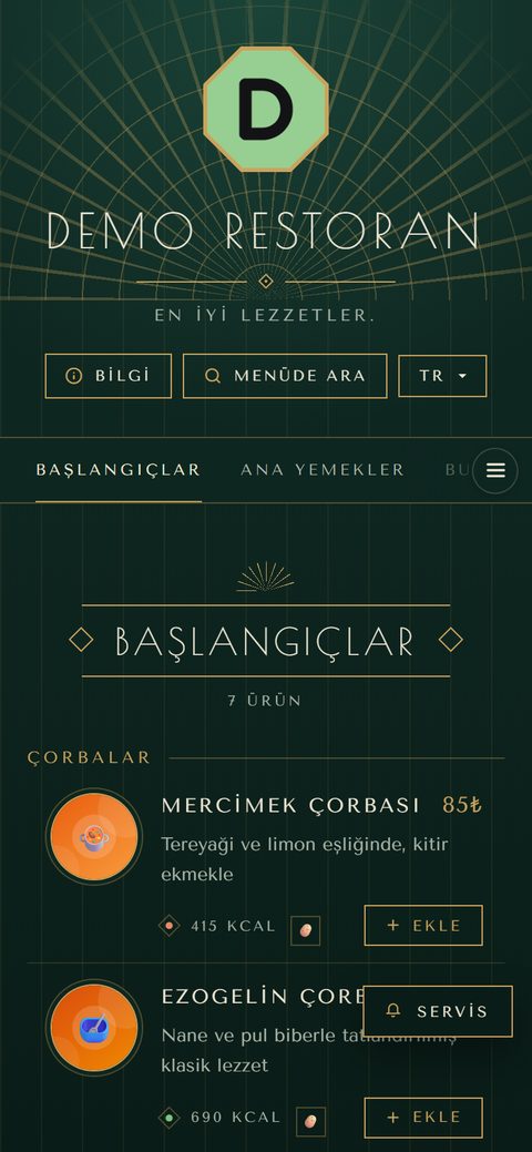 Deco teması, demo menüde