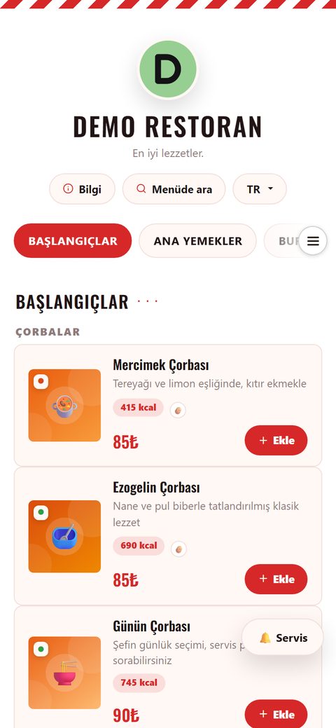 Dönerci teması, demo menüde