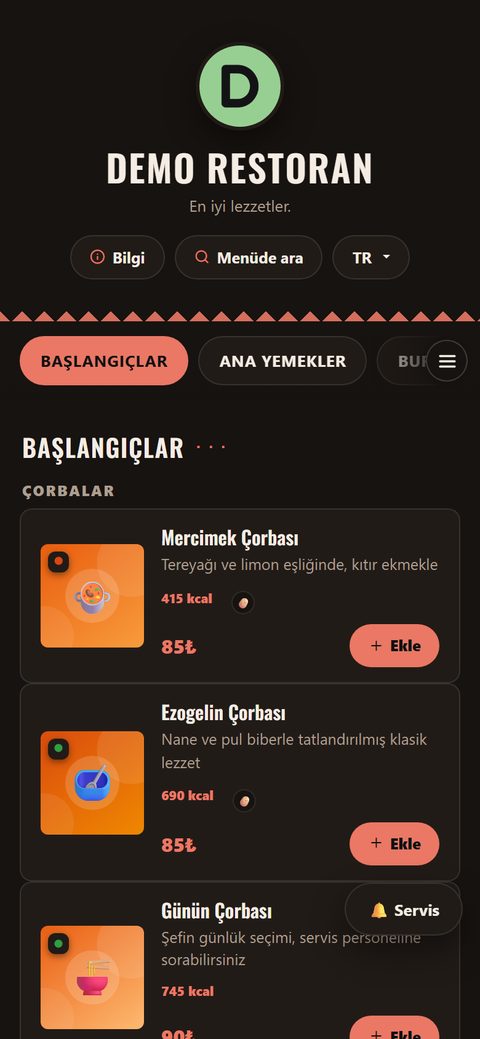 Izgara teması, demo menüde