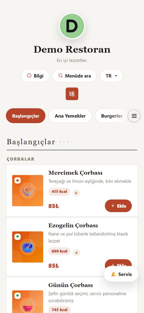 Japandi teması, demo menüde