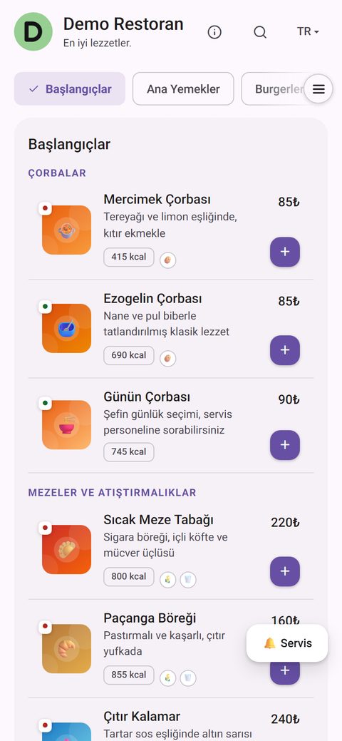 Materyal teması, demo menüde