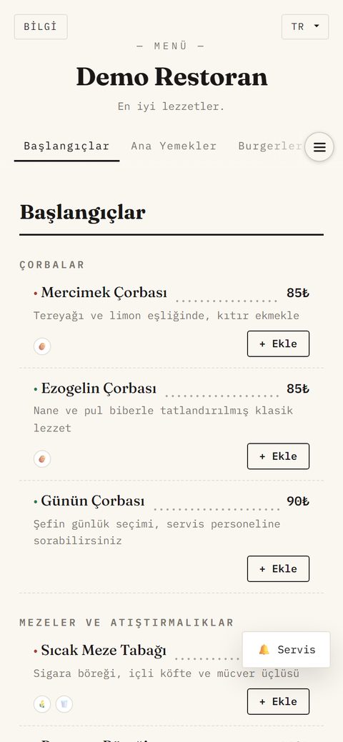 Mono teması, demo menüde