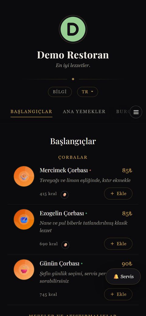 Noir teması, demo menüde