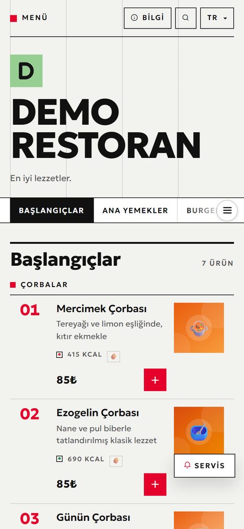 Numara teması, demo menüde